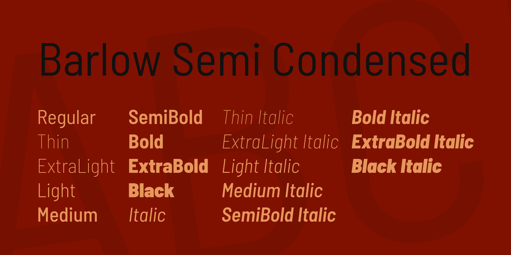 フォント Barlow Semi Condensed