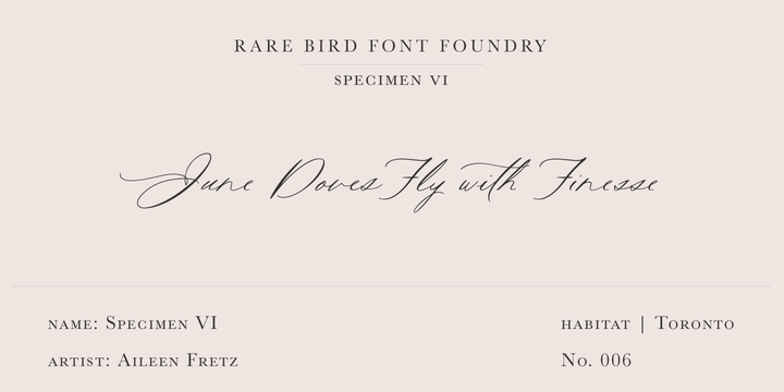 フォント Rare Bird Specimen VI
