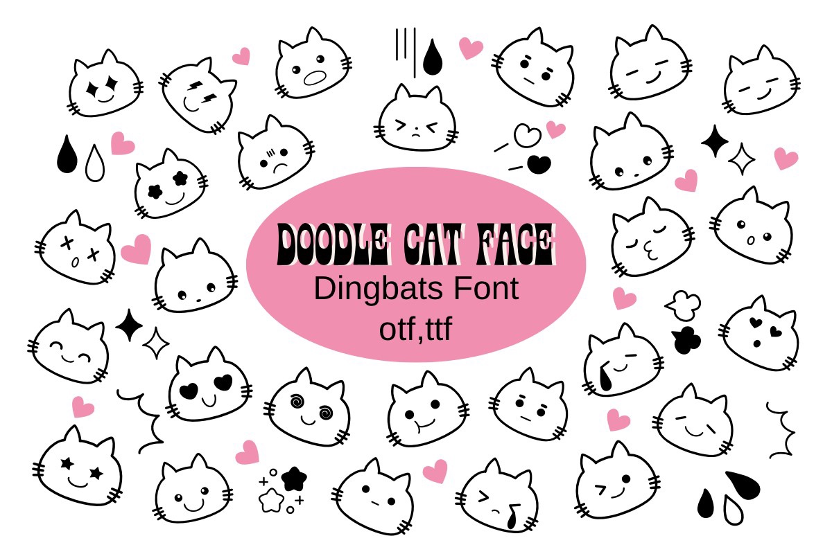 フォント Doodle Cat Face