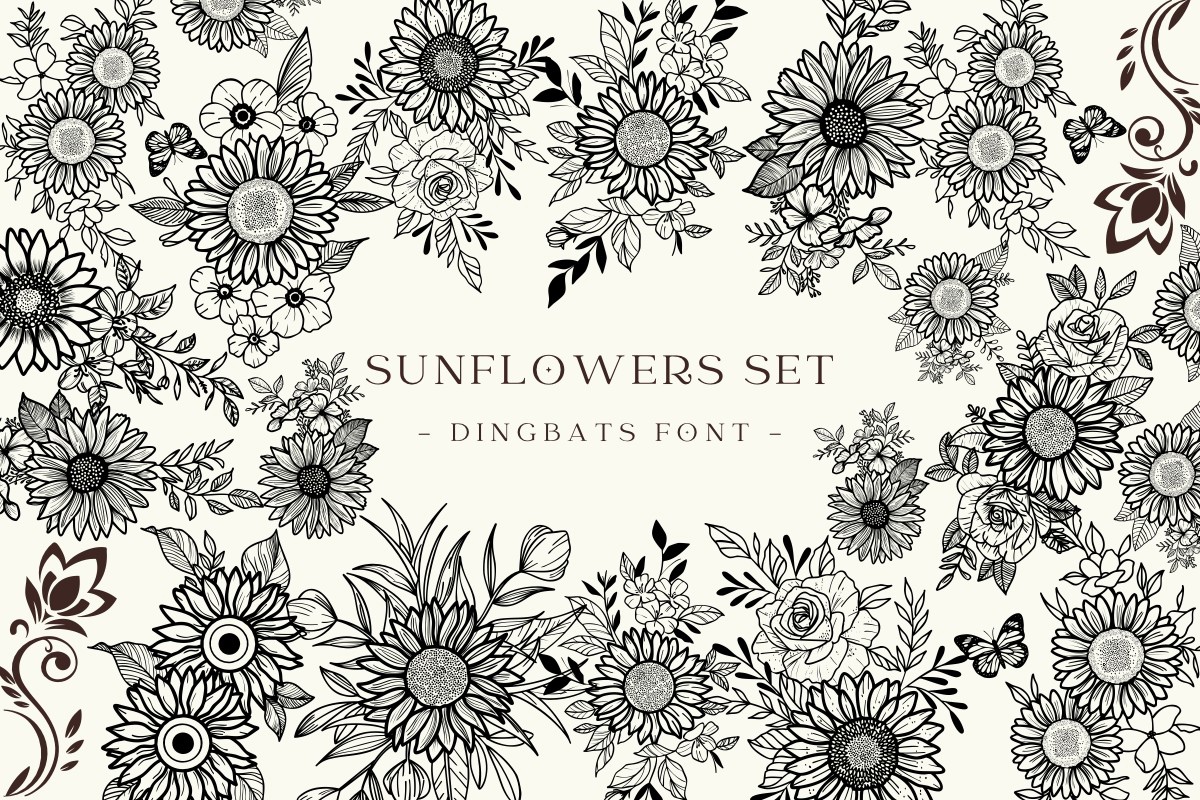 フォント Sunflowers Set