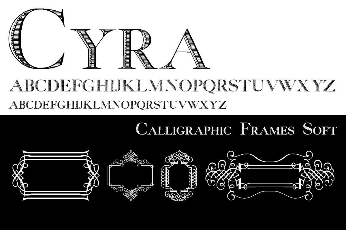 フォント Calligraphic Frames Plus Cyra Duo