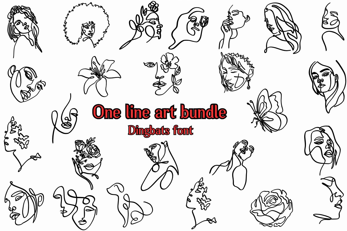 フォント One Line Art Bundle
